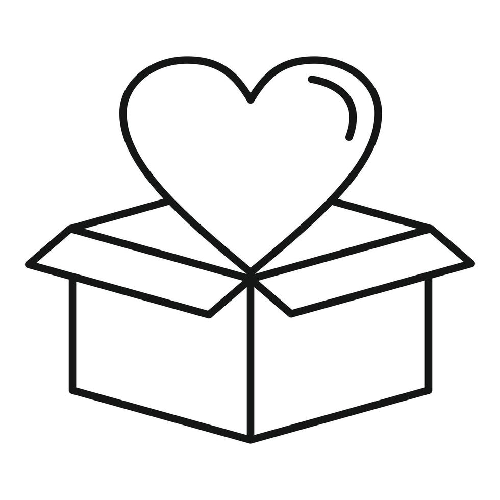 icône de boîte de coeur, style de contour vecteur