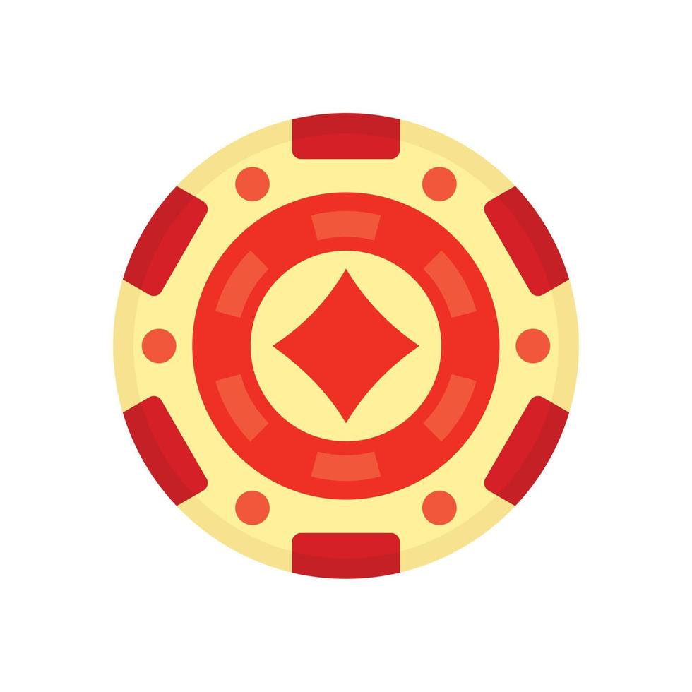icône de jeton de casino rouge, style plat vecteur
