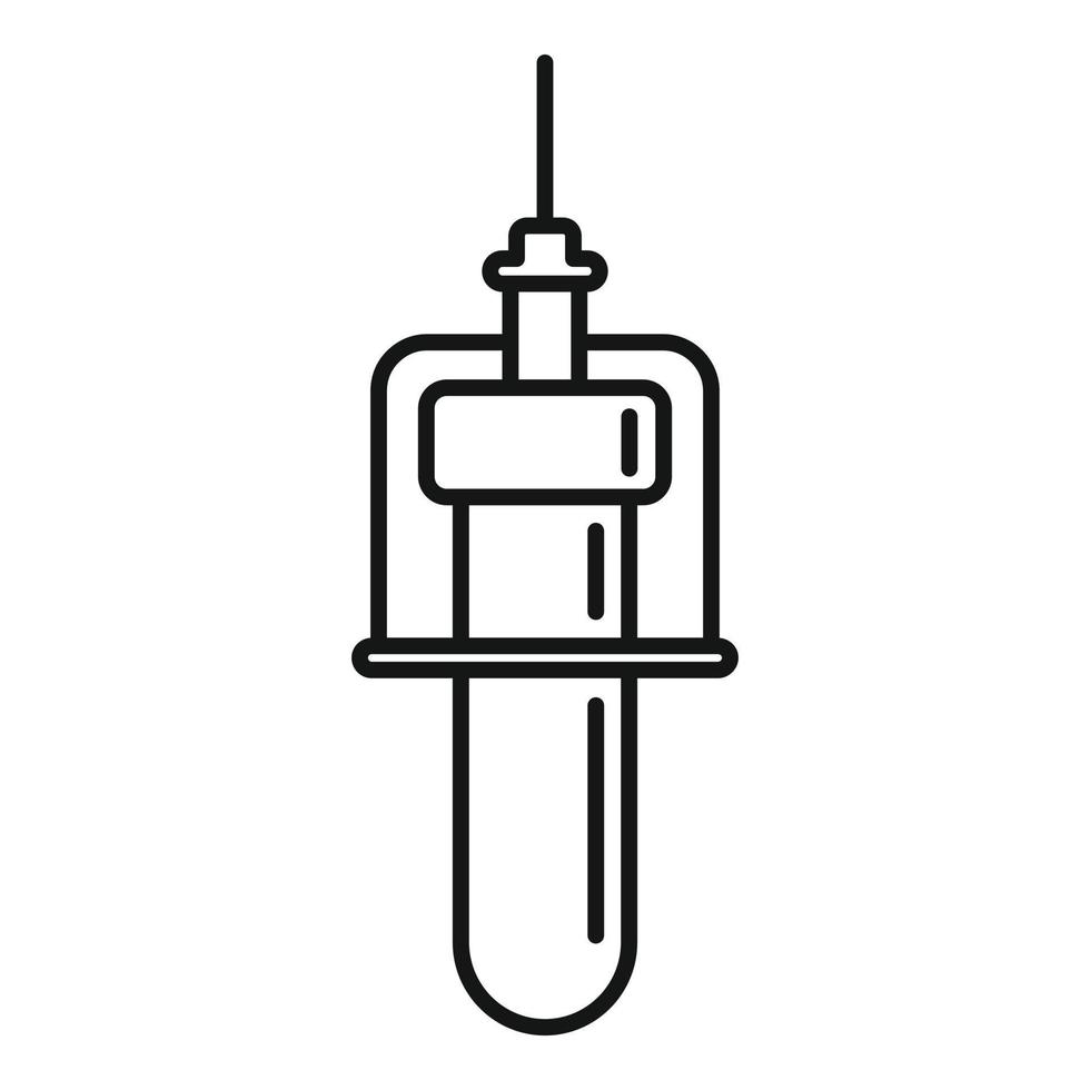 icône de tube de test sanguin de diabète, style de contour vecteur