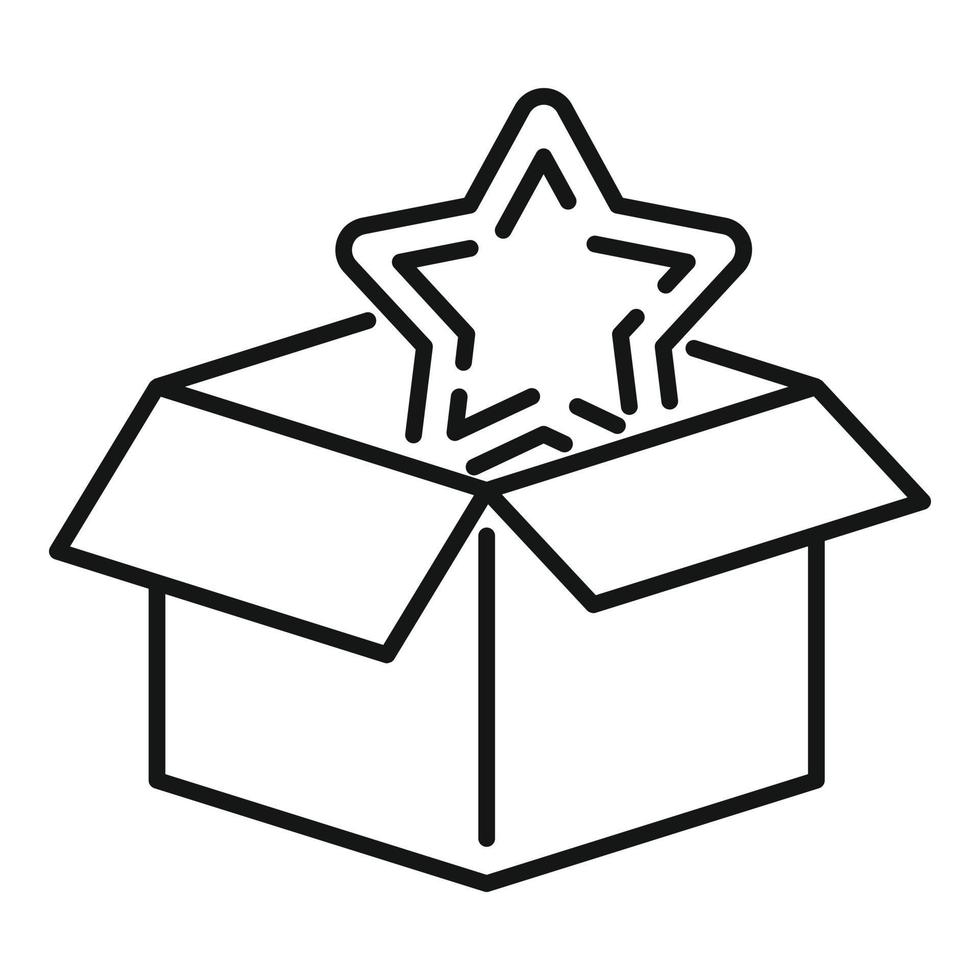 icône de boîte cadeau de démarrage, style de contour vecteur