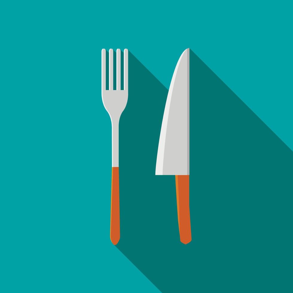icône de couteau et fourchette dans un style plat vecteur