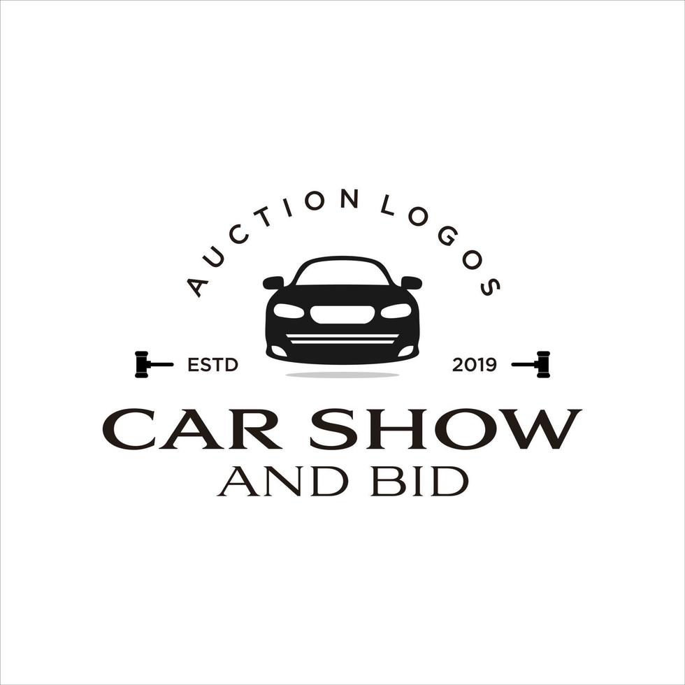 logo d'enchère automobile vintage ou inspiration de salon de l'automobile et d'enchères vecteur