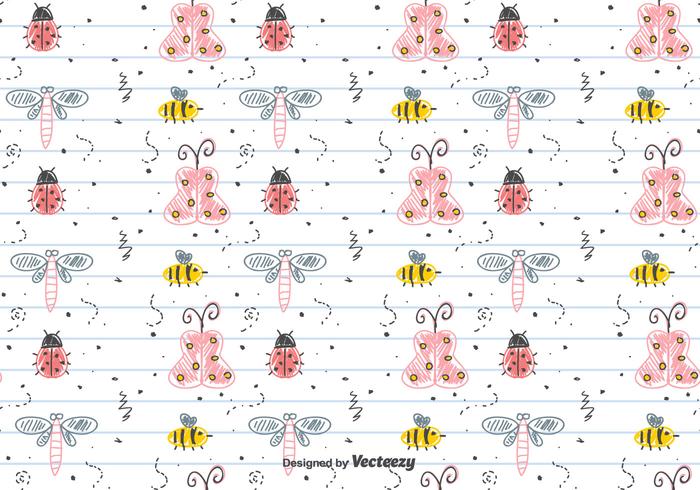 Motif Insectes Dessin pour enfants vecteur