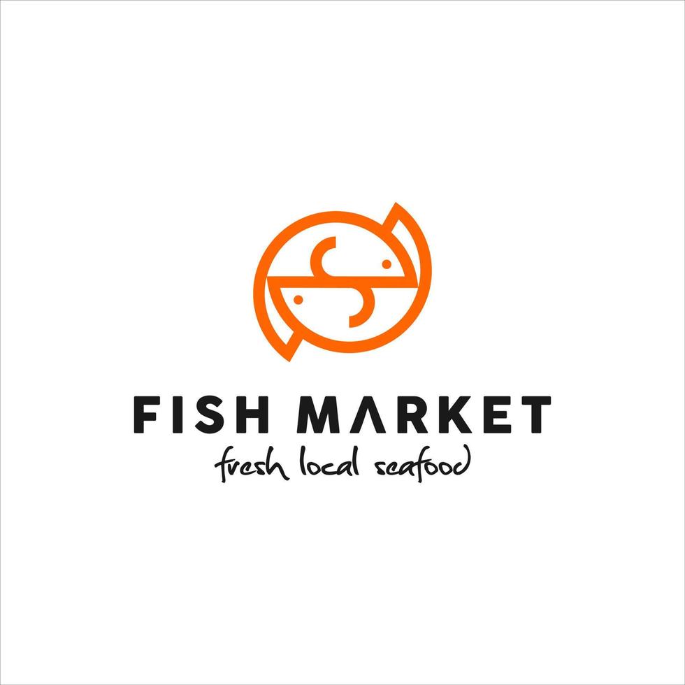 création de logo de poisson vecteur de marché de fruits de mer