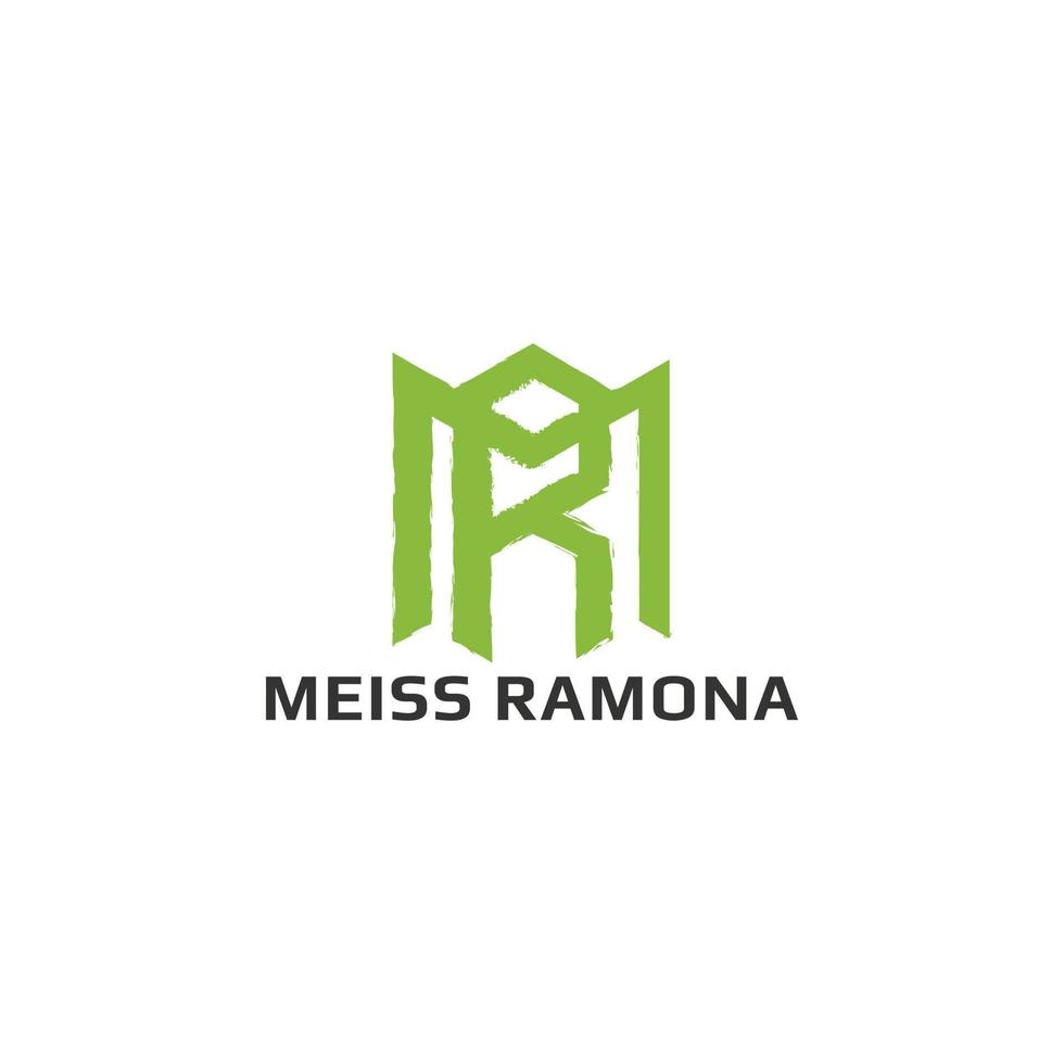 lettre initiale abstraite logo mr ou rm de couleur verte isolé sur fond blanc appliqué pour un logo de coach personnel ou de thérapeute également adapté aux marques ou entreprises ayant le nom initial rm ou mr. vecteur