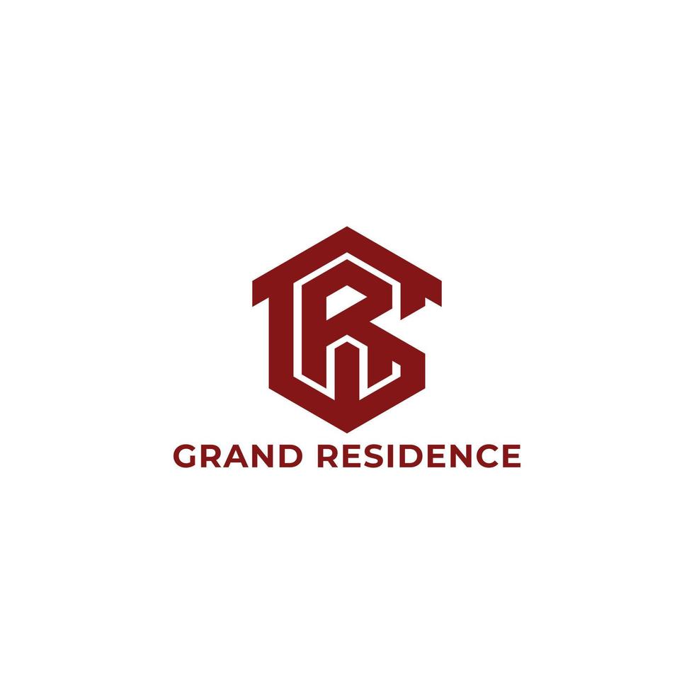 lettre initiale abstraite logo gr ou rg de couleur rouge isolé sur fond blanc appliqué au logo de développement immobilier également adapté aux marques ou sociétés ayant le nom initial rg ou gr. vecteur