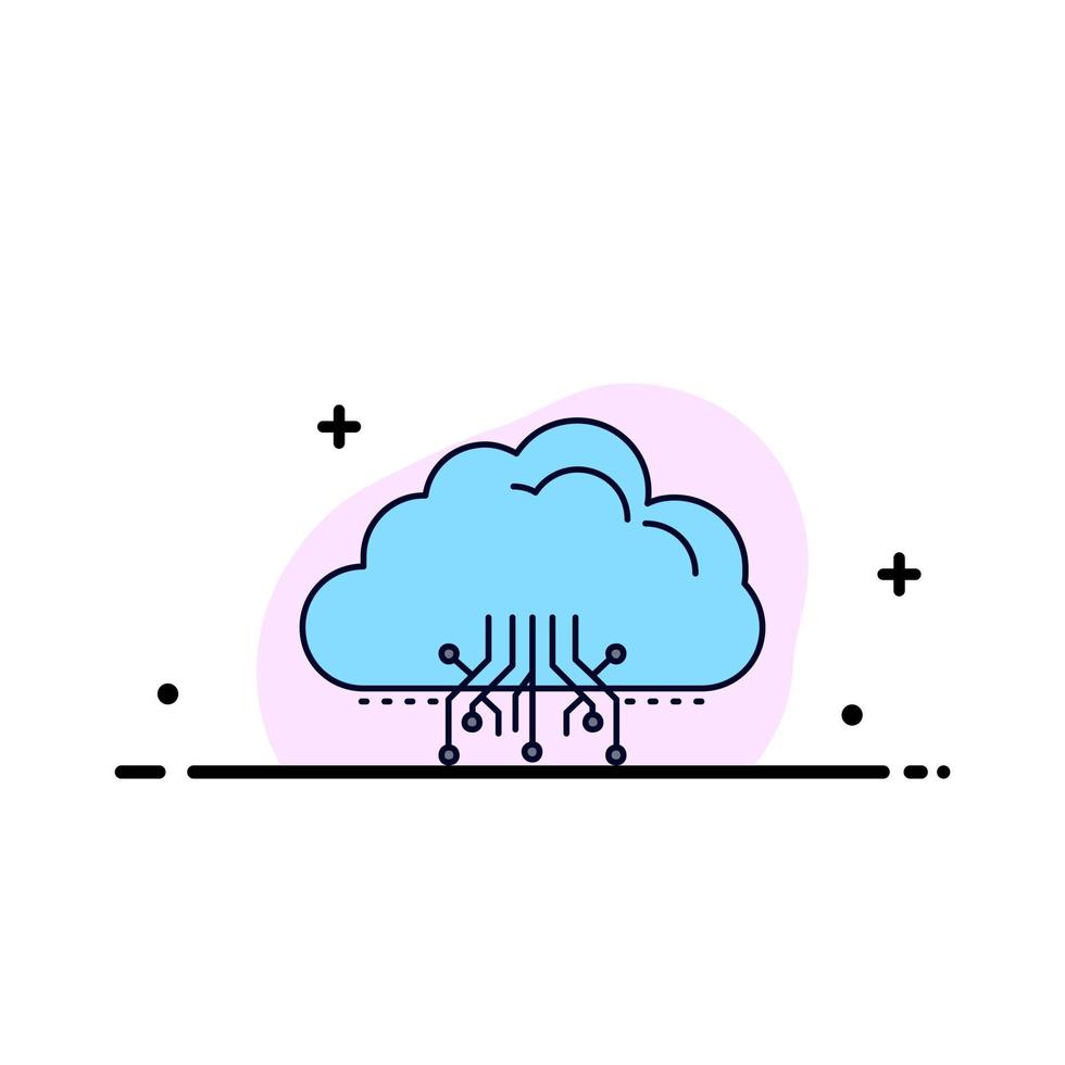 vecteur d'icône de couleur plate de réseau d'hébergement de données de cloud computing