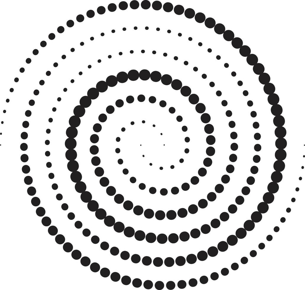 lignes de vitesse de cercle pointillé en demi-teinte épaisse noire. mouvement de forme géométrique abstraite. éléments de conception pour les cadres, les tatouages, les pages Web, les impressions, les affiches et les modèles. vecteur