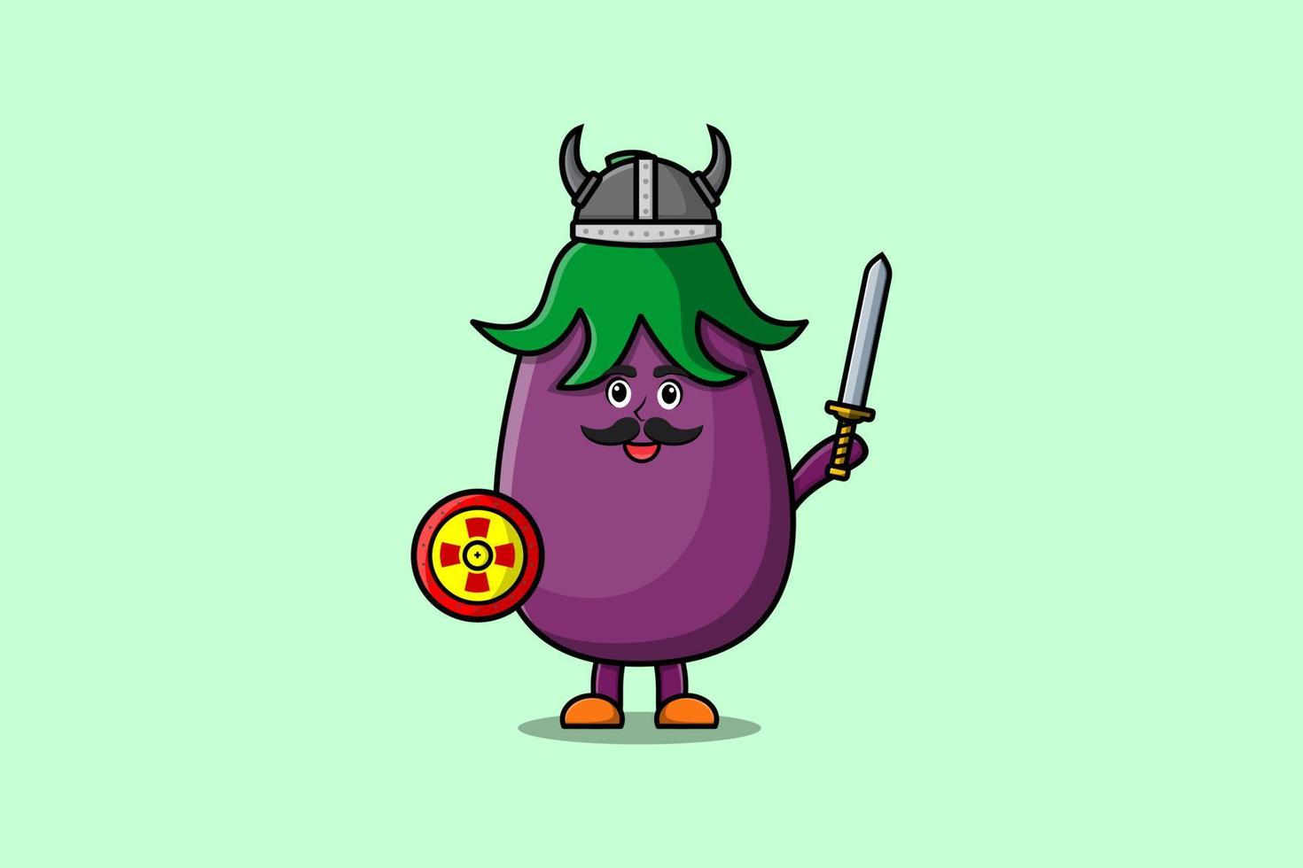 personnage de dessin animé mignon pirate viking aubergine vecteur