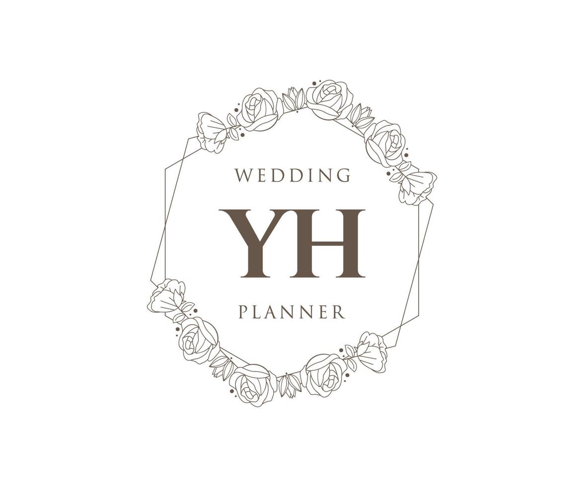 yh initiales lettre collection de logos de monogramme de mariage, modèles minimalistes et floraux modernes dessinés à la main pour cartes d'invitation, réservez la date, identité élégante pour restaurant, boutique, café en image vectorielle vecteur