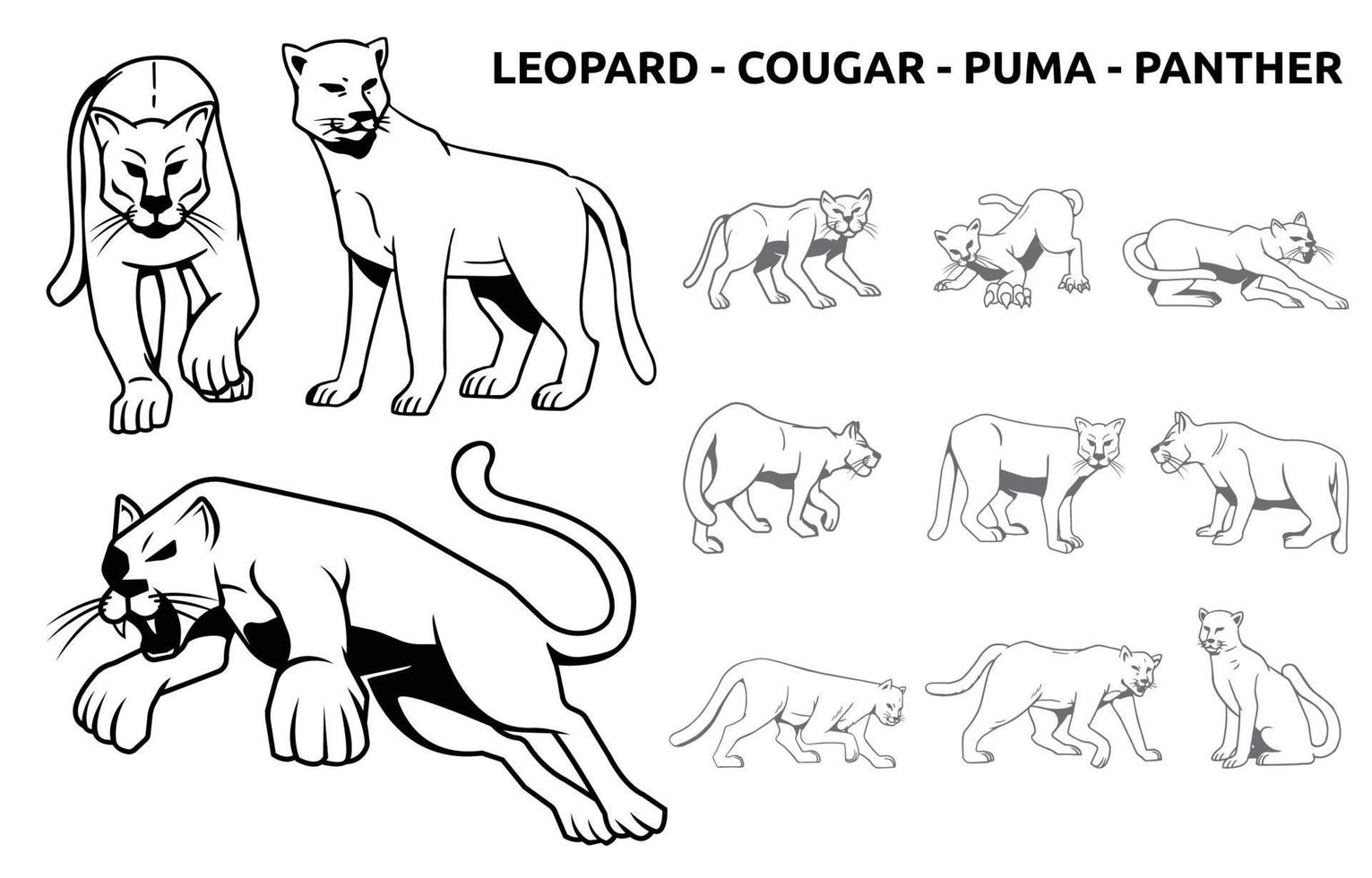 léopard cougar puma panthère gros chat faune animal silhouette vecteur