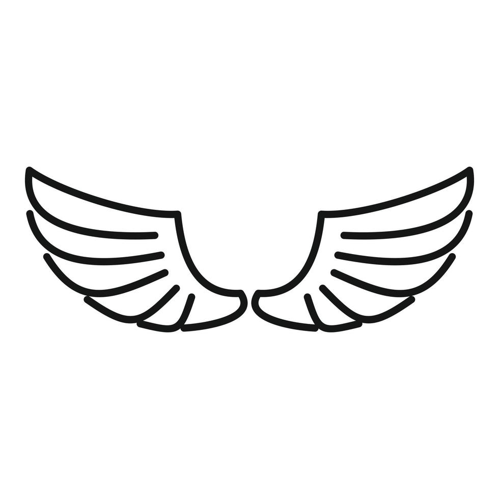 icône d'ailes de plumes, style de contour vecteur