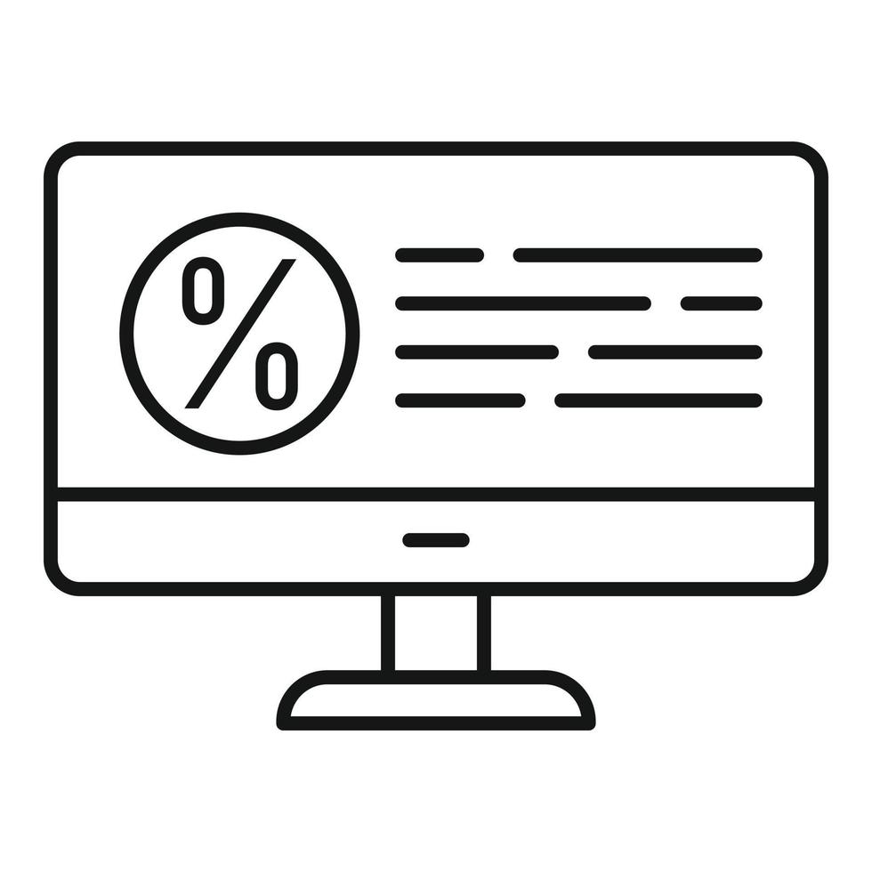 icône de moniteur d'ordinateur d'impôt, style de contour vecteur