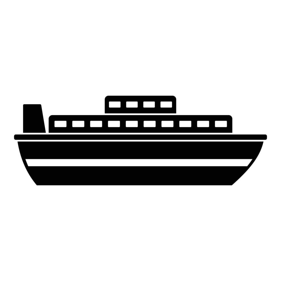 icône de croisière de voyage de bateau, style noir simple vecteur