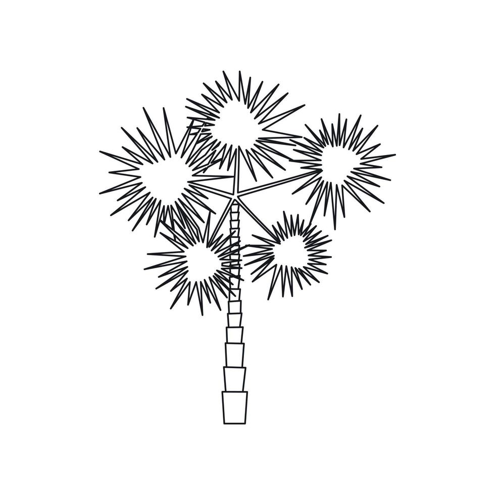 icône de palmier tropical épineux, style de contour vecteur