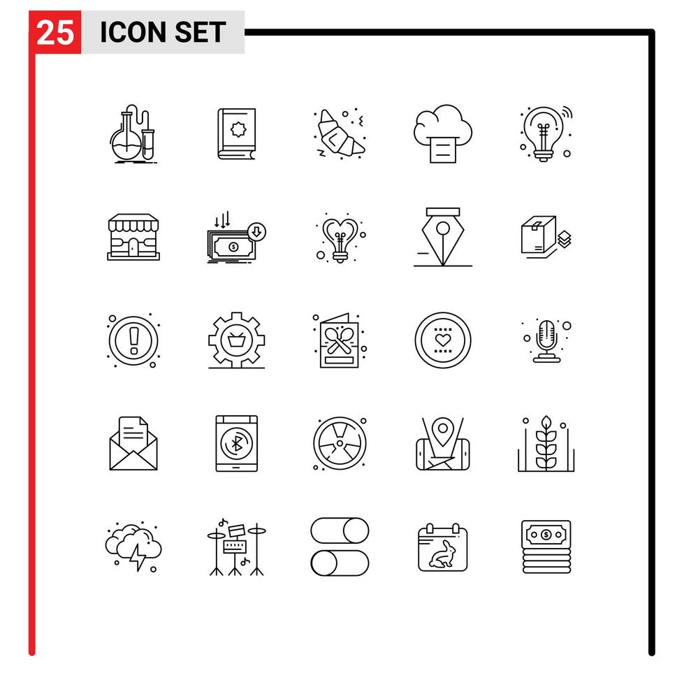 pack de 25 lignes créatives d'idées imprimer des éléments de conception vectoriels modifiables de nourriture de document ramadhan vecteur