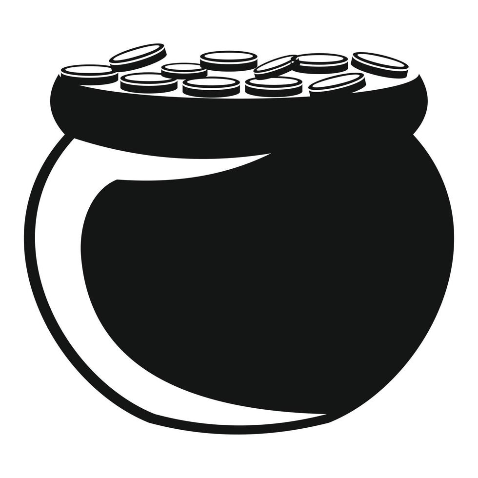 icône de pièce de monnaie de pot, style noir simple vecteur
