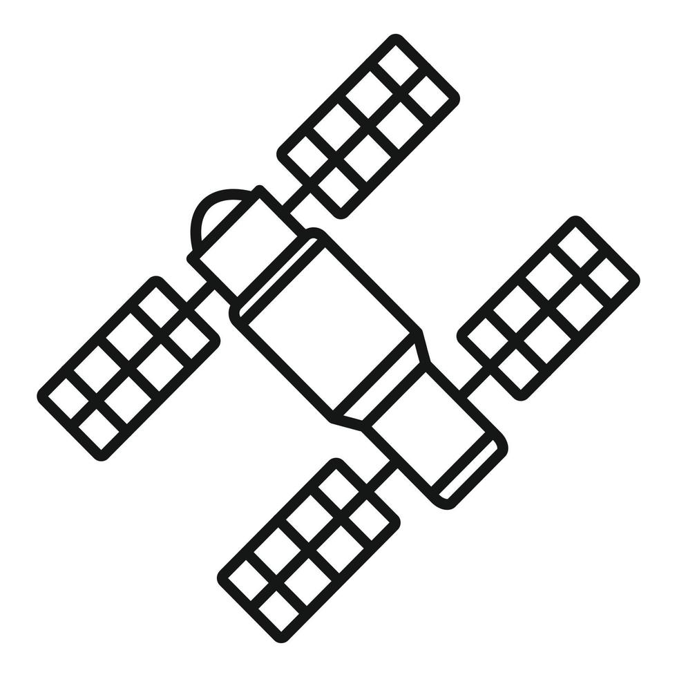 icône de panneau solaire de station spatiale, style de contour vecteur