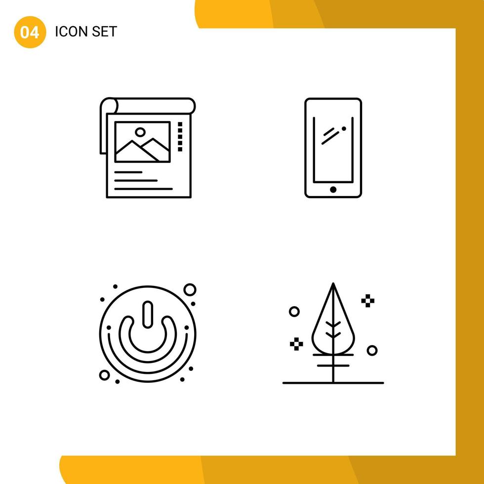 pack de 4 symboles universels de nettoyeur sur le bouton d'alimentation mobile brosher éléments de conception vectoriels modifiables vecteur