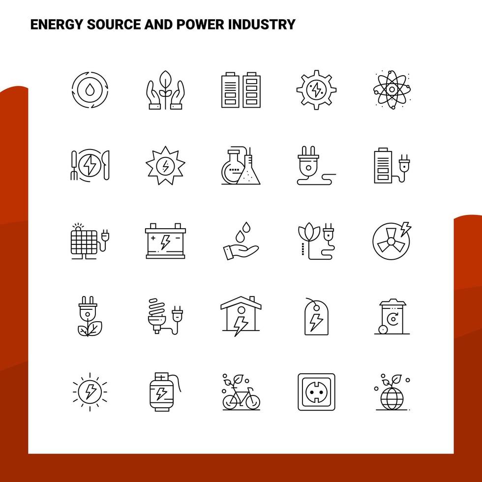 ensemble d'icônes de ligne de source d'énergie et d'industrie électrique vecteur