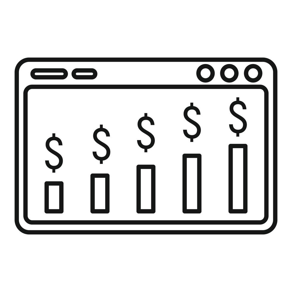 icône de graphique d'argent de finances, style de contour vecteur