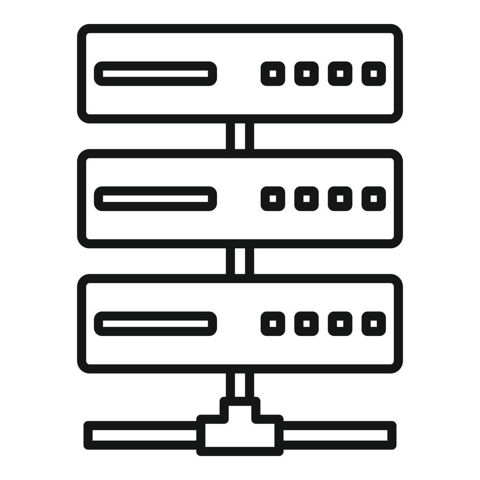 icône de rack de serveur, style de contour vecteur