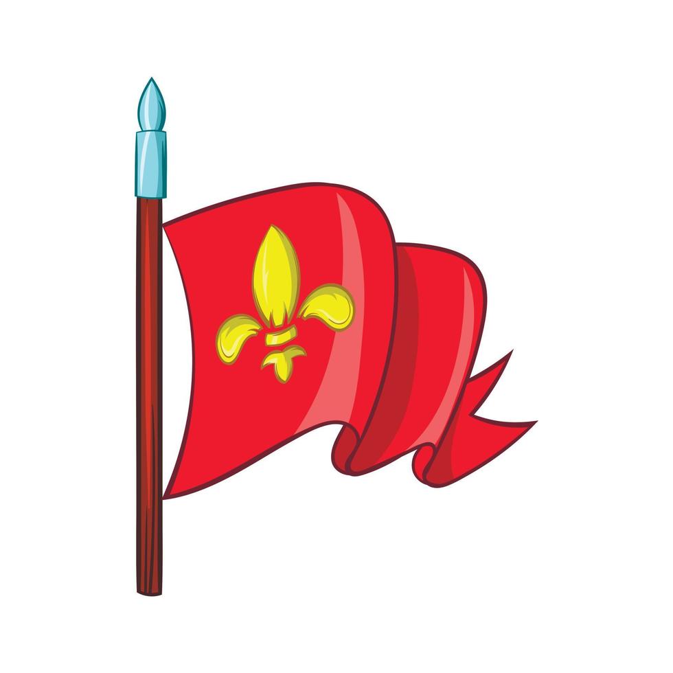 drapeau de chevalier rouge médiéval avec icône de lis d'or vecteur