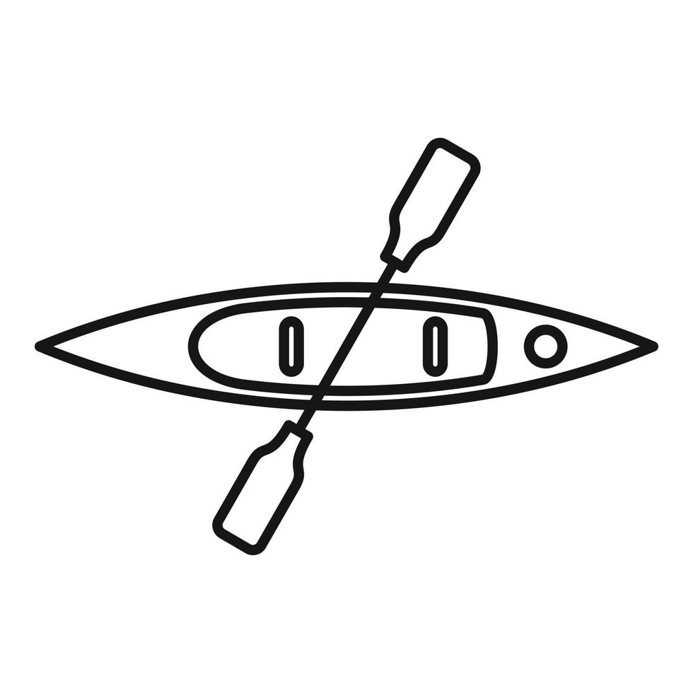 icône de kayak vue de dessus en bois, style de contour vecteur