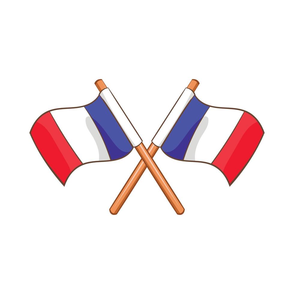 icône de deux drapeaux croisés de la france, style cartoon vecteur