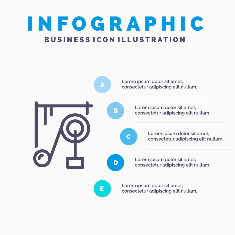 appareil machine science science machine ligne icône avec 5 étapes présentation infographie fond vecteur