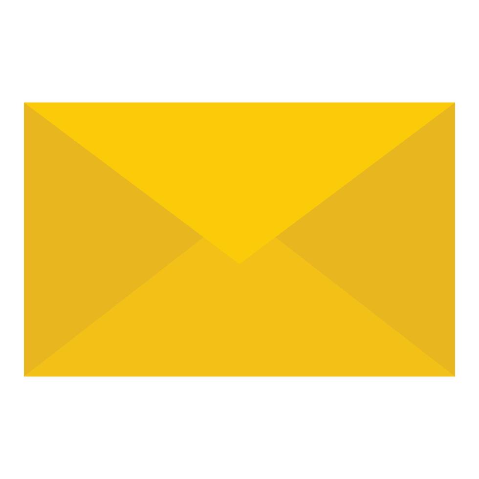 icône de lettre de courrier jaune, style plat vecteur