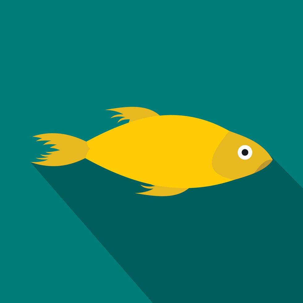 icône de poisson marin jaune, style plat vecteur