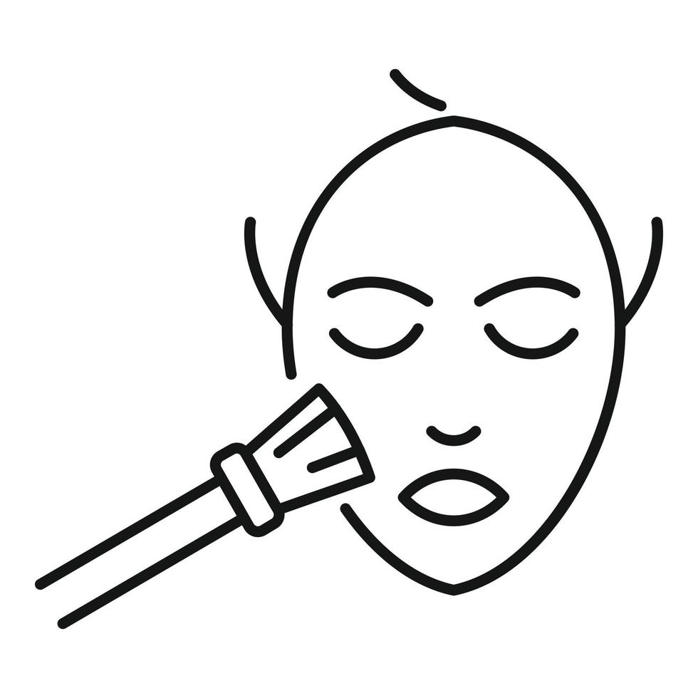 icône de brosse de soins de la peau, style de contour vecteur