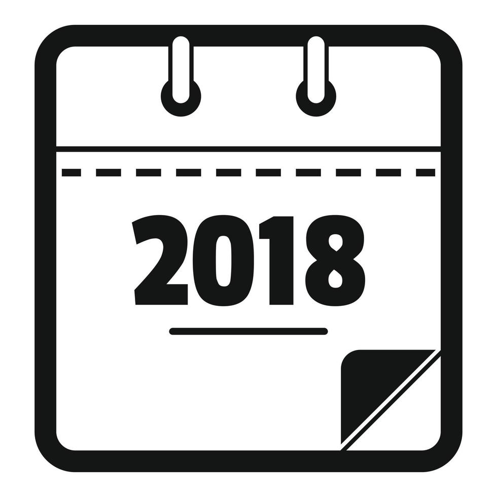icône calendrier nouvel an, style noir simple vecteur
