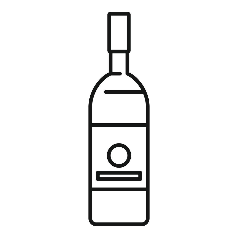 icône de bouteille de vin de bar, style de contour vecteur