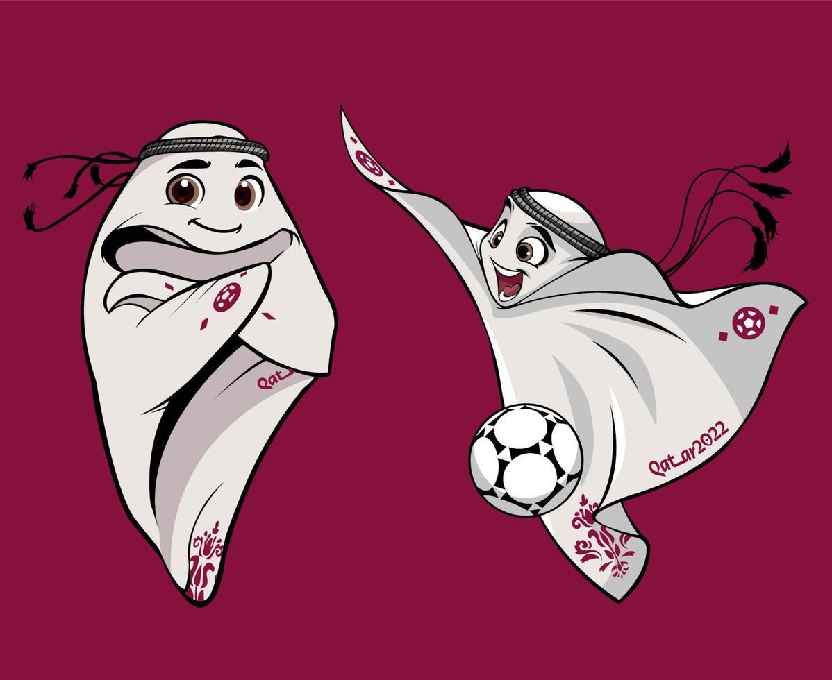 mascottes coupe du monde fifa qatar 2022 logo officiel mondial et ballon champion symbole conception vecteur abstrait illustration