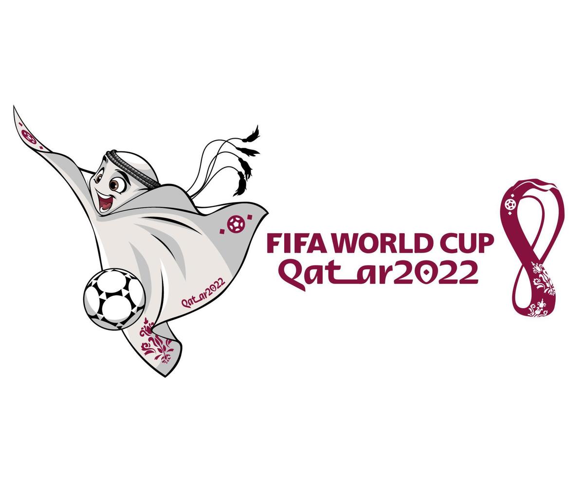 mascotte coupe du monde fifa qatar 2022 avec logo officiel et ballon champion symbole design vecteur illustration abstraite