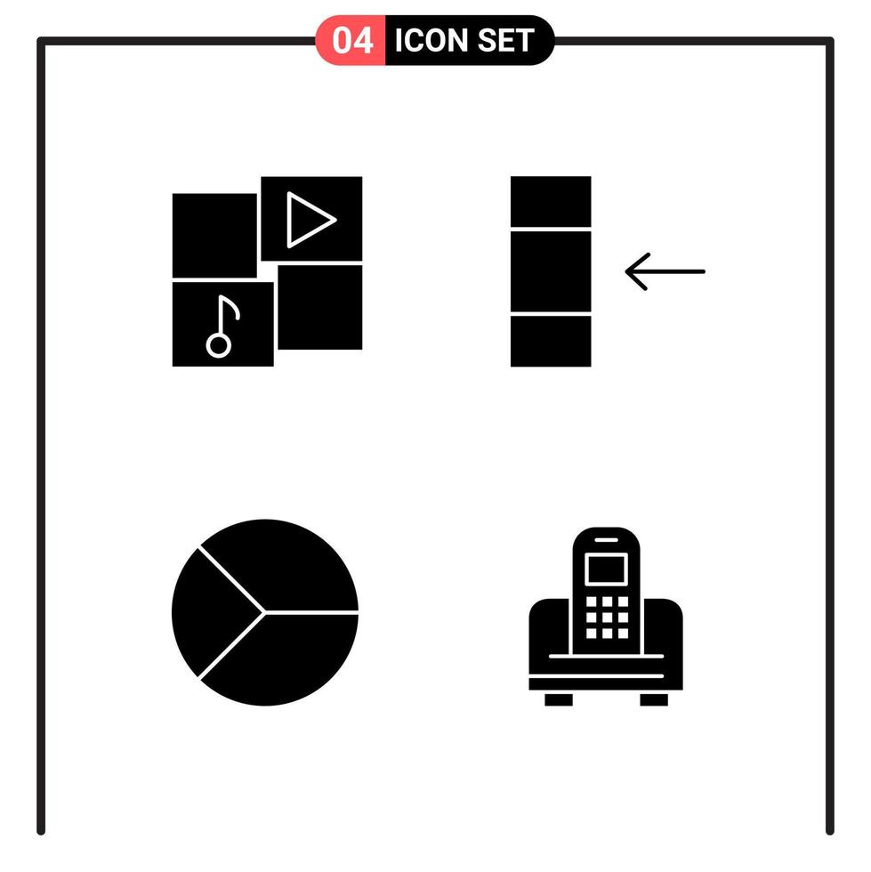 ensemble de 4 icônes de style solide pour le web et les symboles de glyphes mobiles pour l'impression des signes d'icône solide isolés sur fond blanc 4 jeu d'icônes fond de vecteur d'icône noire créative