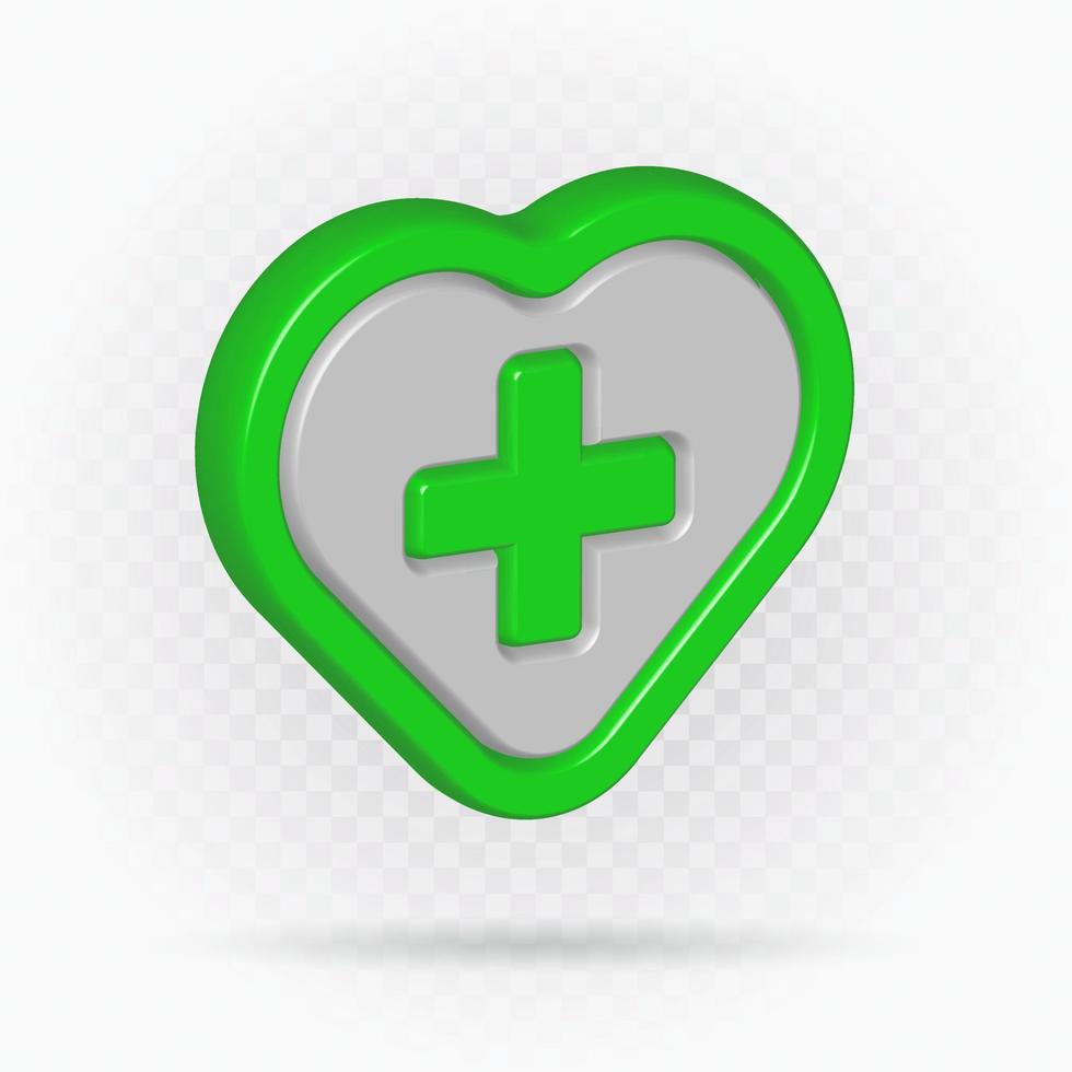 icône médicale d'amour réaliste, signe de coeur, signe de système immunitaire, santé de médicament d'hôpital. vecteur