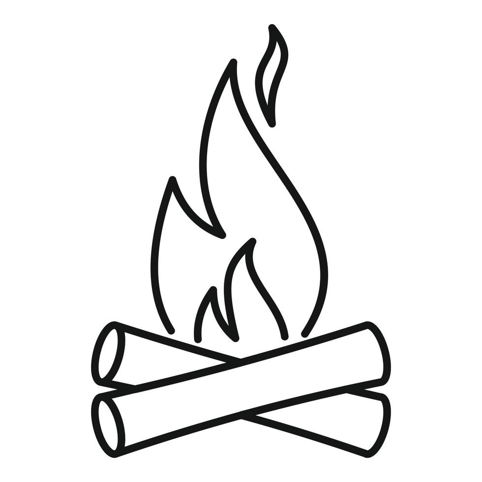 icône de feu de camp de chasseur, style de contour vecteur