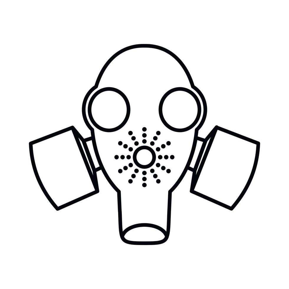 icône de masque à gaz noir, style de contour vecteur