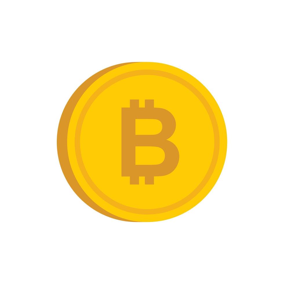 pièce d'or avec icône de signe bitcoin, style plat vecteur