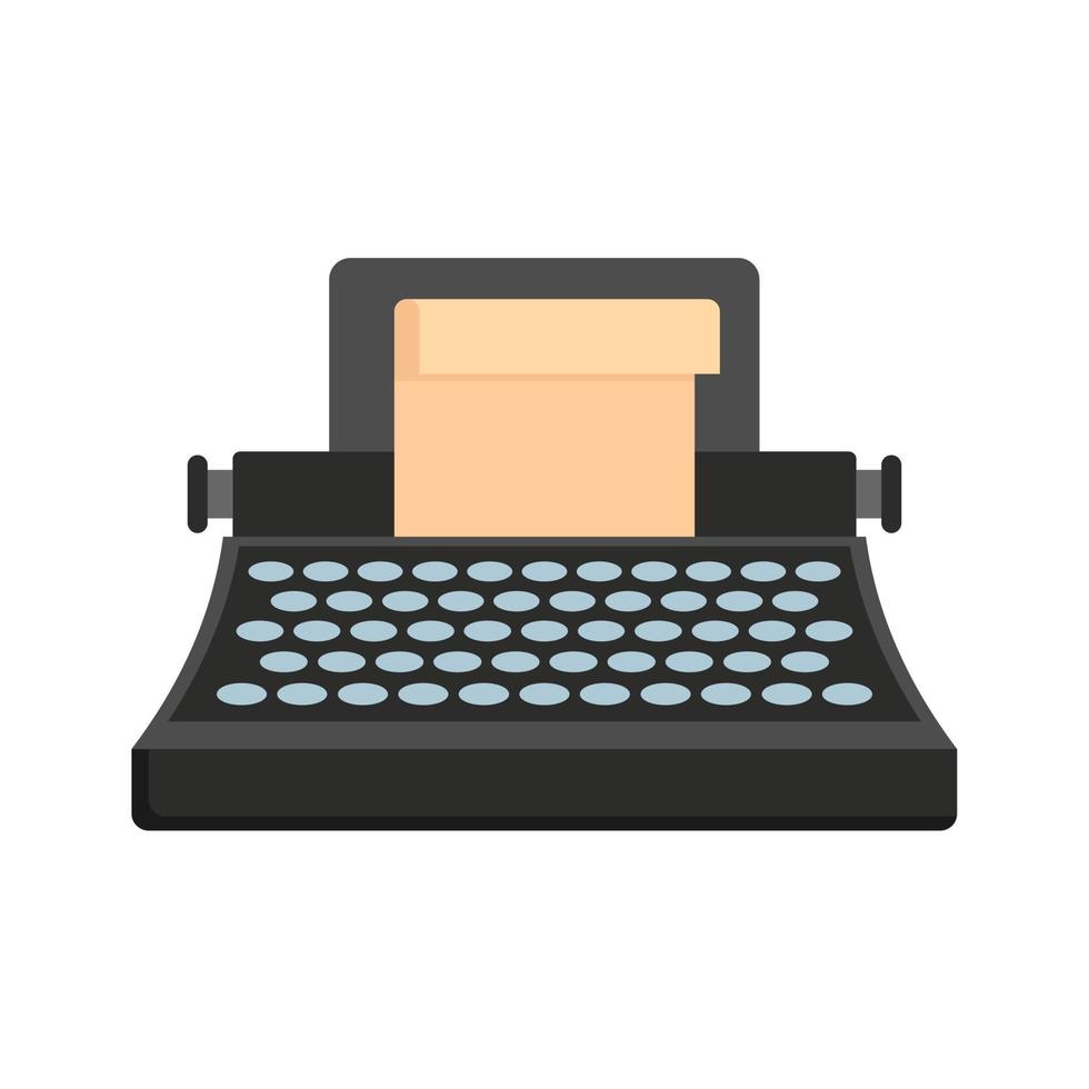 icône de machine à écrire classique noire, style plat vecteur