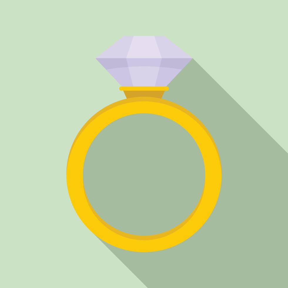 icône de bague en diamant de cérémonie, style plat vecteur