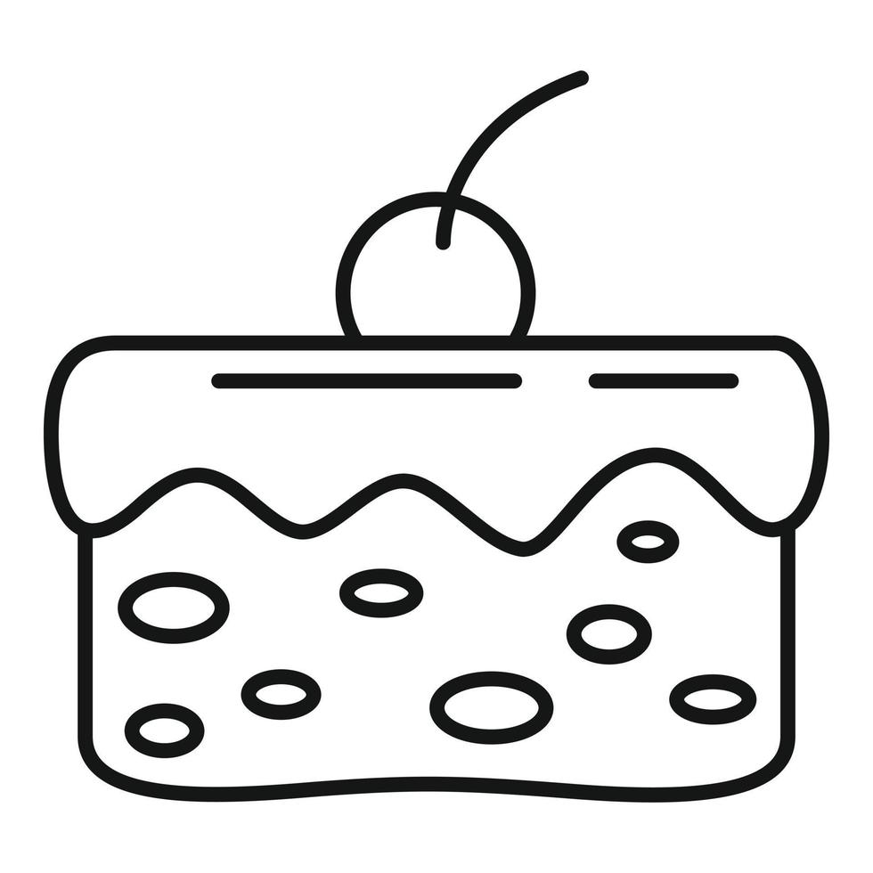 icône de gâteau aux cerises, style de contour vecteur