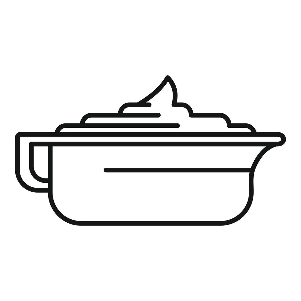 icône de bol de sauce à la moutarde, style de contour vecteur