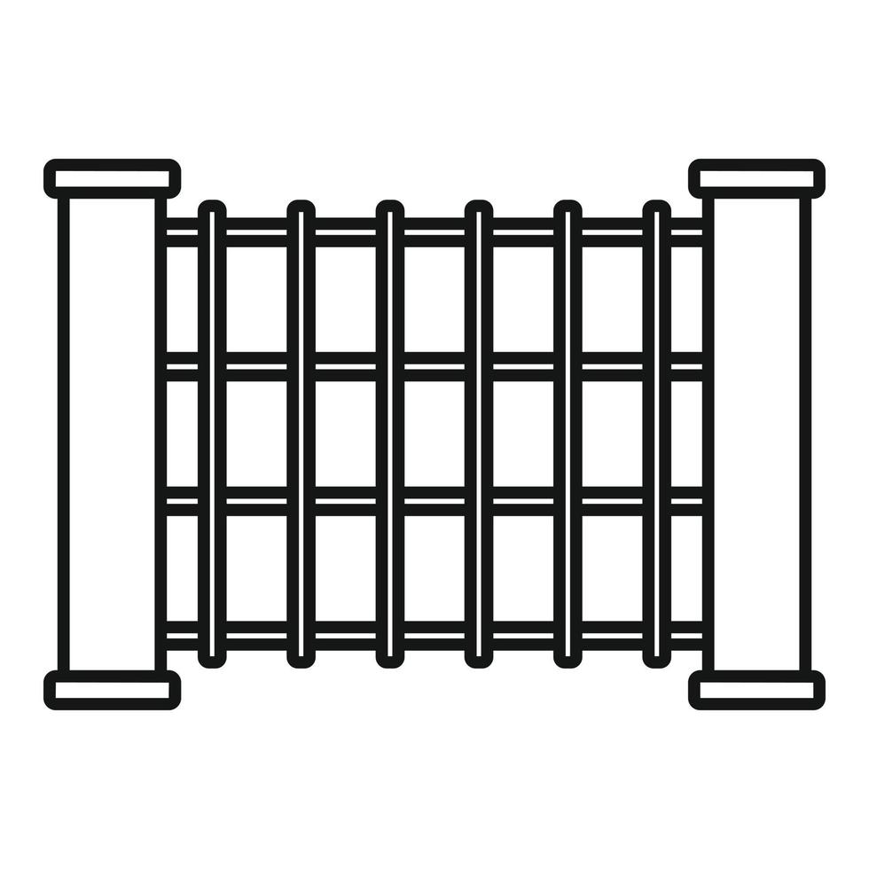 icône de clôture de tour de pierre, style de contour vecteur