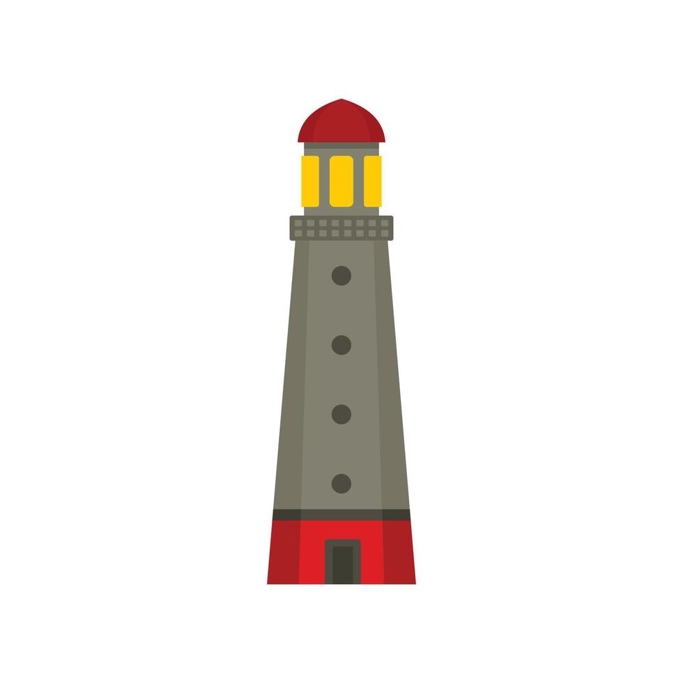 icône de phare de port, style plat vecteur