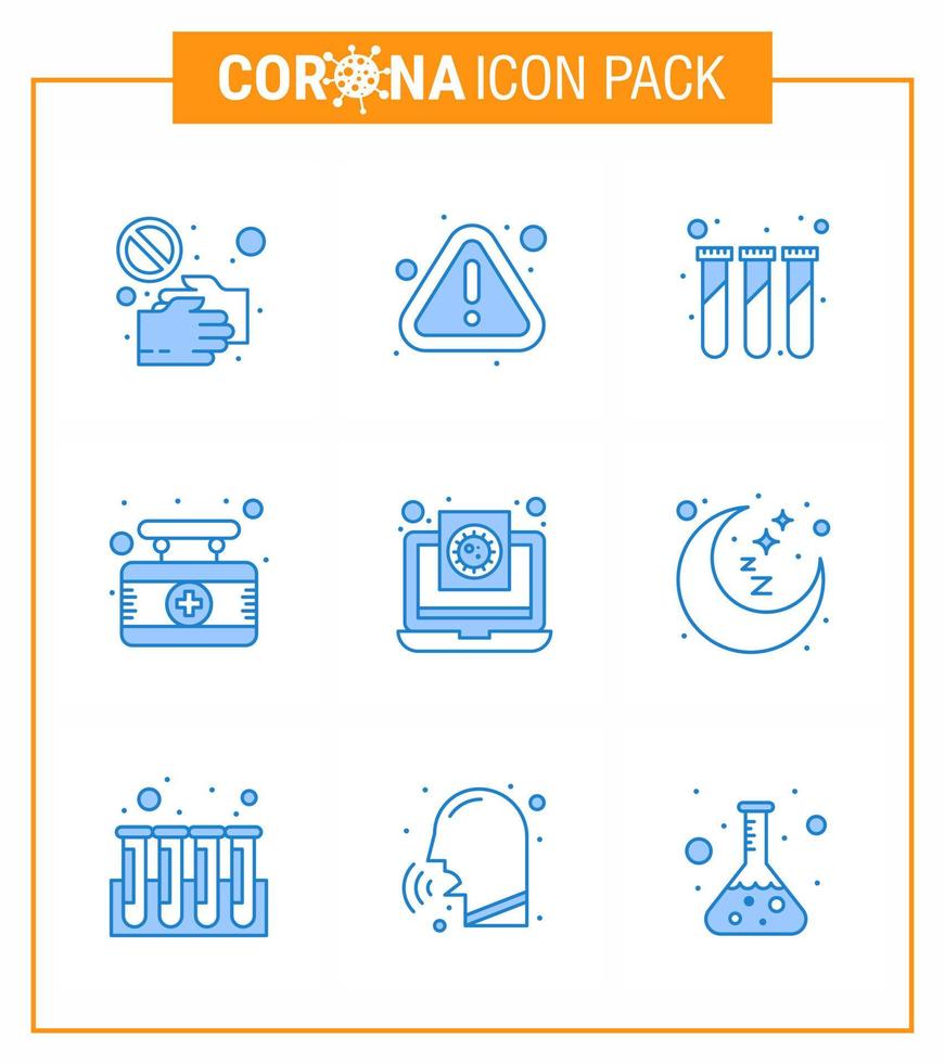 prévention du virus corona covid19 conseils pour éviter les blessures 9 icône bleue pour signe de présentation tableau d'avertissement de l'hôpital test coronavirus viral 2019nov éléments de conception de vecteur de maladie