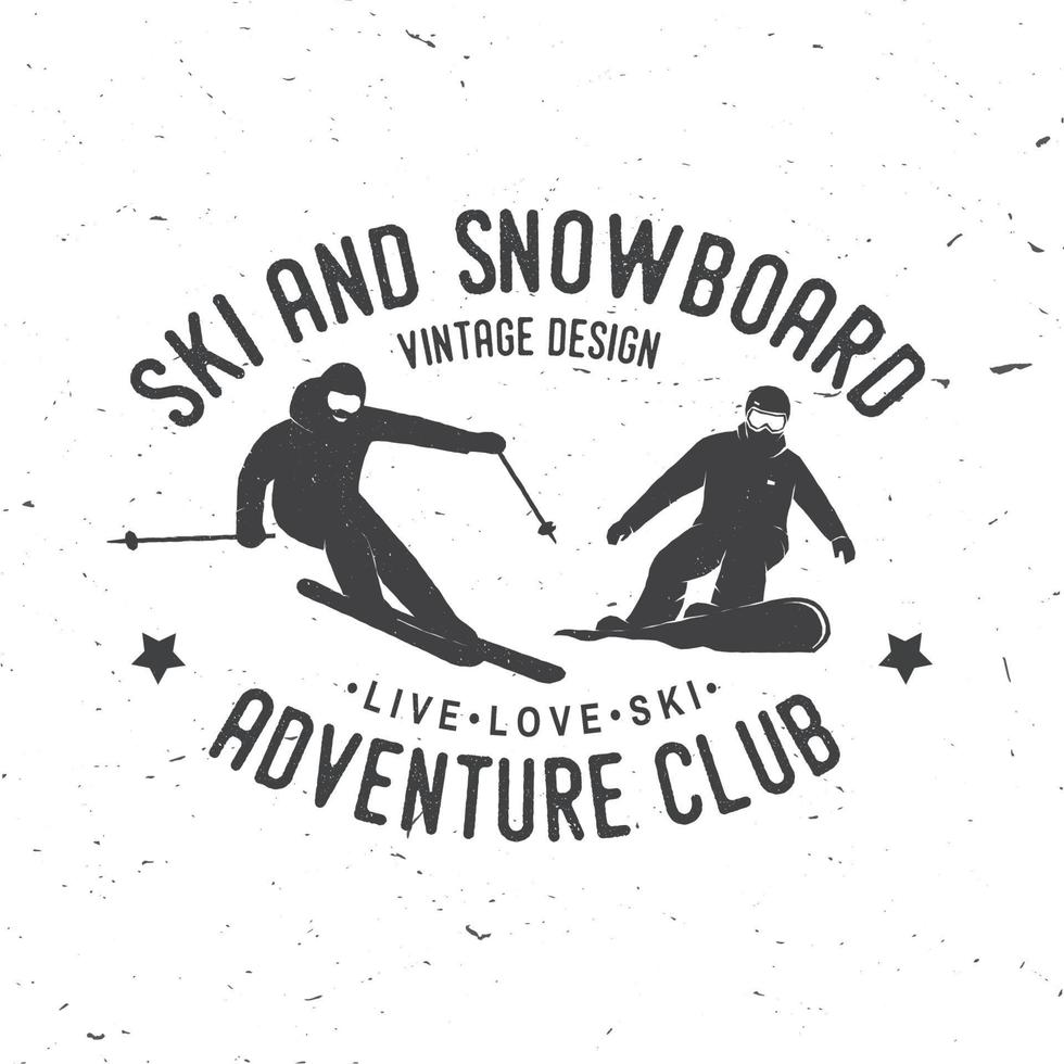 club de ski et de snowboard. illustration vectorielle. vecteur